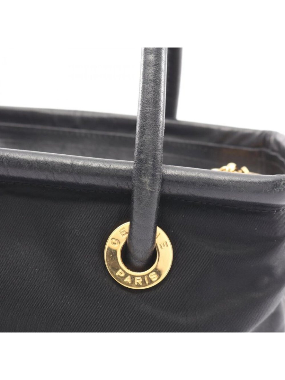 Celine Seri Handbag Sa Ninelelogo Black Nylon Leather - Picture 8 of 9